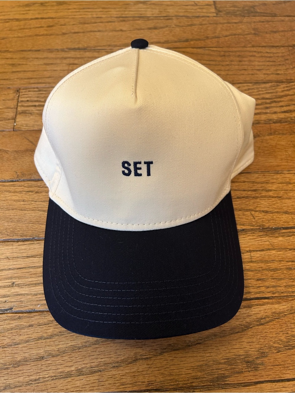 SET Active Two-Tone Cream and Navy Baseball Cap